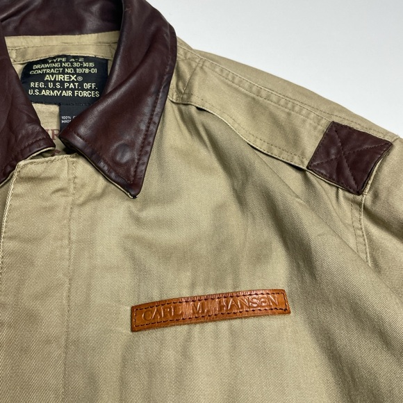 Vintage Avirex A-2 Bomber Flight Jacket USAF Certified USA Beige Cotton Canvas M - Picture 7 of 9